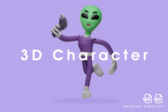 Download 3D Alien Design Running with a Gun - Premium Resources