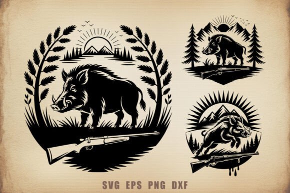 Download Wild Boar Hunting Scene SVG Bundle - Wild Collection