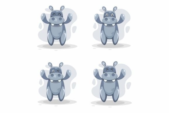 Download Cute Hippo Illustration Logo Design - Logo Collection