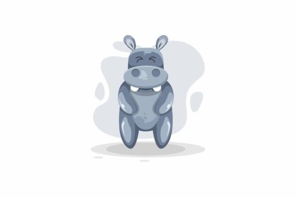 Download Cute Hippo Illustration Logo Design - Logo Collection