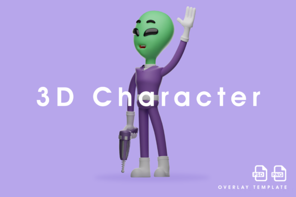 Download 3D Alien Illustration Waving Hand - Alien illustration Collection