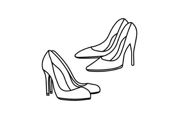 Download Elegant Black High Heeled Shoes Line Art - Shoes line art Collection