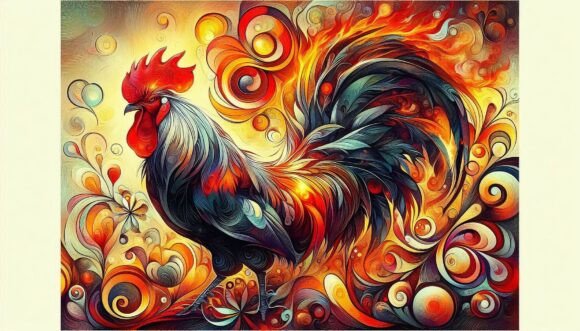Download Rooster with Fiery Aura in Expressionism - Expressionism Collection